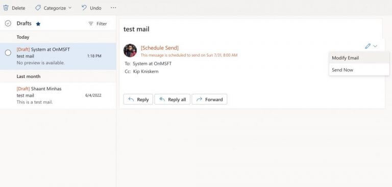 modificar el correo de Outlook