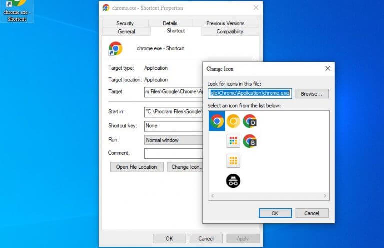 cambiar el icono de una aplicación de Windows