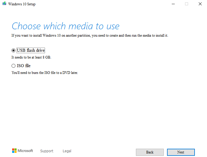 creando un usb de arranque de Windows 10