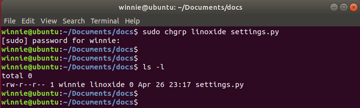 el comando chgrp de linux