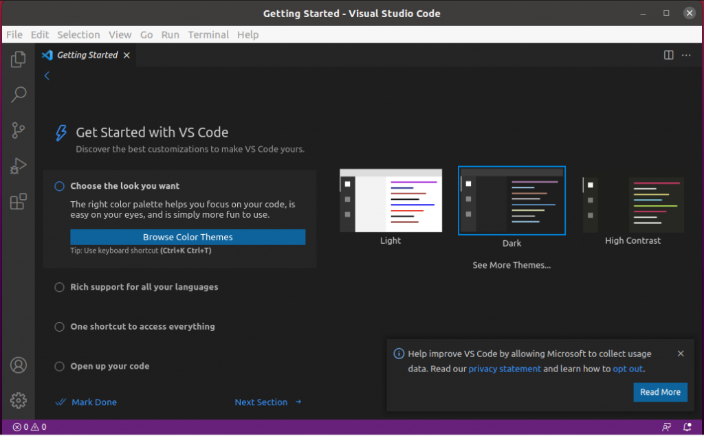 Interfaz de código de Microsoft Visual Studio