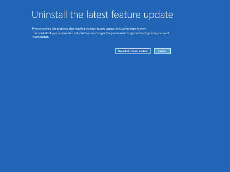 Revertir a la actualización acumulativa de Windows 10