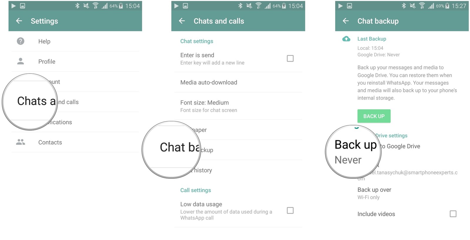 copia de seguridad de chats de whatsapp en android